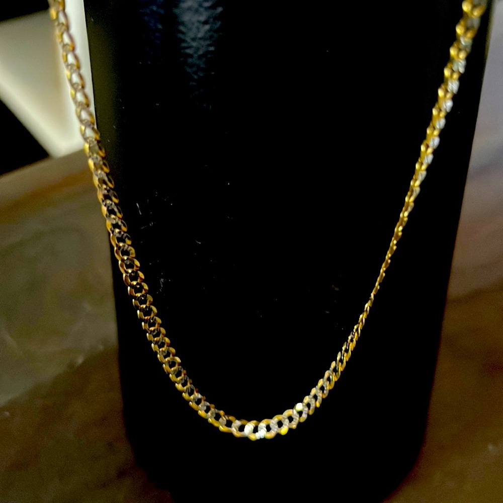 Gold chain, two tone chain open curb link